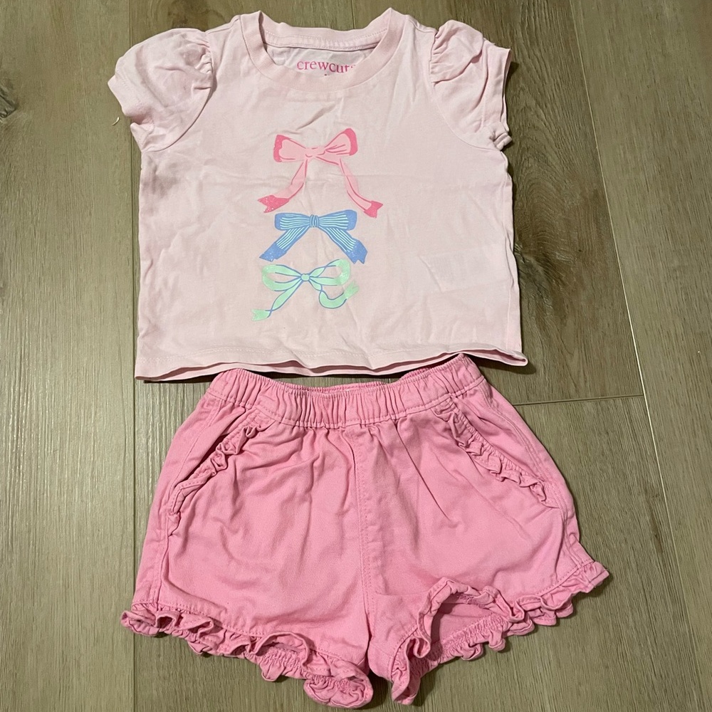 Crewcuts Pink Kids T shirt and short Set